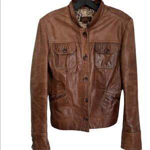 CARAMEL TRUCKER STYLE LEATHER JACKET BY DANIER